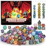 QMAY Mystery Würfel, 6 Set mit 7 Polyedrische Gaming Würfel, DND RPG MTG, Tischspiele D20 D12 D10 D% D8 D6 D4