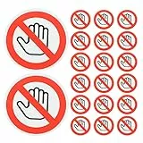 DIYEAH 20 Stück Aufkleber mit Sicherheitsschildern Warnaufkleber Etikett nicht berühren warnschild Verwenden Sie keinen Handaufkleber für die Wand Aufkleber für Glas nicht berühren rot