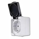 REV - AquaMini, Steckdose Feuchtraum, 30% weniger Volumen, HxBxL: 48x56x76mm, IP54 zweipolig, 16A, Aufputz, grau