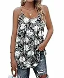 Aokosor Tank Top T-Shirt Damen Bunte Blusen Tuniken Tops für Damen Sommer Locker Oberteile Bluse Locker Outfits 2026 Floral Schwarz 2XL