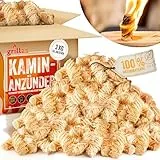 grillas Kaminanzünder 3 kg (ca. 240 Stück) Grillanzünder aus Bio Holzwolle & Wachs | Anzünder Kohleanzünder Ökologisch | Wachsanzünder Umweltfreundlich | Anzündwolle Ofenanzünder Lange Brenndauer
