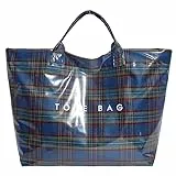 HiTotes Tragetasche mit Tragegriff für Damen, große PVC-Hobo-Schultertasche mit Buchstabendruck für die Arbeit, 01-a03 Blau, 34cm