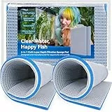 Aquarium-Filter-Medien-Schwamm-Pad, mehrschichtige Schaumstoff-Filterwatte für Aquarium-Filterzubehör (40 x 30 x 1,5 cm, 2 Stück)