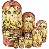 YAKELUS professionelle Matrjoschka-Marke 7 Stücken Matroschka, Matruschka, Matrjoschka,Russian Nesting Dolls,7-TLG handgemacht Das Lindenholz Geschenk Spielzeug 0707