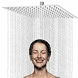 JINYOMFLY 8 Zoll Regendusche Duschkopf, Edelstahl Regenduschkopf,Verstellbarer Kopfbrause mit Anti-Kalk-Düsen, Wassersparend Brausekopf Quadratisch Einbauduschköpfe mit Poliert Spiegeleffekt