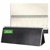 SIGEL C2680 Tischkalender Querkalender 2026, large, schwarz, Hardcover, 2 Seiten = unten Woche/oben Notizseite, 132 Seiten, zum Aufstellen, aus nachhaltigem Papier, Conceptum