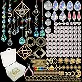 VEEKAY 400 Stück Sonnenfänger Kristall Bastelset, DIY Sonnenfänger Fenster Deko, Suncatcher Windspiel Basteln, Fensterdeko Hängend für Zuhause Büro Garten Outdoor Deko