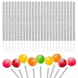 URROMA Lollipop Cake Pop Sticks, 25 Stück Cake Pop Deko Sticks Silberne Lollipop-Sticks für Cake Pops Candy Bling Sticks für Schokoladenfrüchte auf dem Buffettisch für Hochzeitsfeiern, Silber