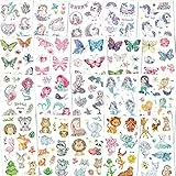 KIHONI 250 Stück Kinder Tattoo Mädchen Temporäre Tattoos zum Aufkleben Kindertattoos, Klebetattoos Kinder Mädchen Perfekt Mitgebsel Kindergeburtstag (Glitzer Tattoo)
