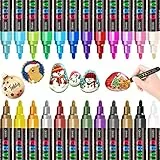 RATEL Acrylstifte Marker Stifte, 24 Farben Premium Wasserfest Paint Marker Set Wasserfest Permanent Art Filzstift Acrylic Painter für DIY Stein, Leinwand, Papier, Glasmalerei, Metall-Mittlerer Spitze