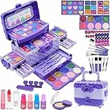 Kinderschminke Set Make Up Set - Kinder Schminkset,Kinder Schminkkoffer Mädchen Spielzeug, Halloween Weihnachts Geburtstags Geschenke für Mädchen 4-12Jahre Purple…