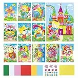 JurciCat 12 Stück Mosaik Bastelset für Kinder Sticky Mosaics für Mädchen Junge DIY Basteln Geschenke für Kindergeburtstag Geschenk Party Beschäftigung