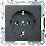Schneider Electric Merten Schuko-Steckdose, Steckklemmen, System M, anthrazit edelmatt, Artikelnummer MEG2301-0414