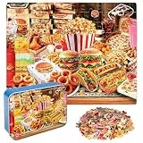 LELEMON - Puzzle für Kinder von 4 bis 6 Jahren, Burgerpuzzle, 100-teiliges Puzzle für Kinder von 4 bis 8 Jahren in einer Metallbox, 100-teiliges Lernpuzzle für Mädchen