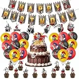 50 Stück Ritter Geburtstag Luftballon, Cartoon Deko Geburtstag Junge, Geburtstagdeko Party Ballons, Thema Birthday Decoration Kit, Kindergeburtstag Deko, Happy Birthday Banner für Partydeko