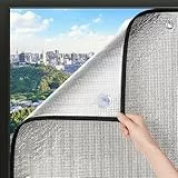 Fensfolie UV-Schutz sonnenschutzfolie Fenster innen Spiegelfolie Fenster Sichtschutz Fensterfolie mit Ösen und Saugnapf,Fenster Thermofolie Aluminiumfolie Isolierfolie 9 mm