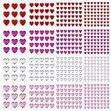 516 Stück Herz Glitzersteine Selbstklebende 16 Blätter Acryl Herz Flach Strasssteine Aufkleber Bunte Dekorative Edelstein Strasssteine Aufkleber Valentinstag Basteln Grußkarten Scrapbooking DIY