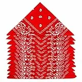 ZWOOS Bandanas für Herren und Damen, 12er-Pack Paisley Kopftuch, Neuheit Cowboy Halstücher für Modekoordinate (Rot)