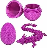 Yuqilin 3D Gedrucktes drachenei mit Drache Im Ei, Kristall Drachen Spielzeug innen, 3D-Gedruckter Beweglicher Überraschungsdrache, Schreibtisch Haustier Figur für Kinder Erwachsene (Lila)