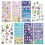 Naler 6 x Weinachtssticker Weihnachten Sticker 3D Weihnachtsaufkleber für Scrapbooking Wehinachtsgeschenk Dekoration Basteln