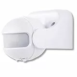REV Bewegungsmelder aussen - IP44, Leuchtdauer & Helligkeitsempfindlichkeit einstellbar, LED geeignet, Reichweite 12m/180°, vertikal verstellbar, weiß