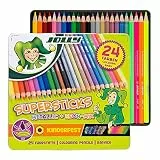 JOLLY Buntstift Superstick kinderfest METALLICMIX, 24er-Metalletui, Bruchfest & ungiftig, Metallic- und Neonfarben, Hexagonal