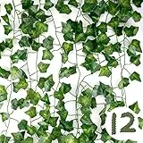 DazSpirit 12Stück Künstlich Efeu Hängend Girlande, Efeugirlande Künstlich 25.2m Efeubusch Kunstpflanze Girlande für Hochzeit, Party, Küche, Garten Wand Dekoration