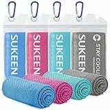 Sukeen Kühlendes Handtuch, 4er Set Kühlhandtuch Cool Towel, Gym Handtuch, Eishandtuch Kühltuch Hals, Kühlendes Handuch Mikrosfaser, Kühlendes Sporthandtuch für Yoga, Strand, Golf, Camping (100x30cm)