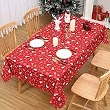CAROMIO Weihnachts Tischdecke Tischdecke Abwaschbar Rotes Weihnachtshirsch Rechteckig Tischdecke für Weihnachtsdeko Ölfest und Wasserdicht Weihnachtstischdecke, 138x 229cm/54 x 90 Zoll