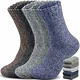 Yeblues 5 Paar Thermosocken Herren, Wintersocken Herren Dicke Warme,Wollsocken Thermo Socken Männer, Atmungsaktiv Warm Merino Winter für Outdoor Wandersocken Skisocken 39-46