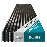 KAISER plastic® 10er Set Wellplatte | Xtra Strong (PC) | C-Struktur und schwarz | 1,2mm Stärke | Sinus 76/18 | 90 x 117 cm | Made In Germany