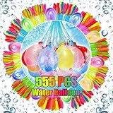 555 Stück Selbstschließend Wasserballons Set - Schnellbefüllbare Wasserbomben mit 3 Hahnanschluss, Bunte Wasserbomben für Wasserschlachten, Ideal für Sommerpartys, Pool und Strandspiele