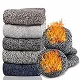 Hocerlu Warme Socken Damen und Herren, 5 Paar Thermosocken Dicke Weich Wintersocken WollSocken WanderSocken Geschenke Kuschelsocken für Frauen und Männer, EU-Größe 35-42