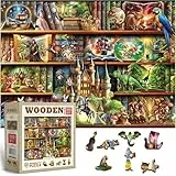 WOODEN.CITY Holzpuzzles für Erwachsene mit 1010 Teilen – Geschichten auf jedem Regal – Regalszene | Hergestellt in der EU | Geschenk für Bücherliebhaber | 54 x 39,4 cm