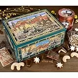 LEBKUCHEN WELT Nürnberg Truhe Gefüllt mit Lebkuchen ca. 1500g Gebäckmischung Lebkuchen-Truhe Metalltruhe Geschenkbox Weihnachtsmischung Geschenk Schatulle