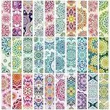 MWOOT 30 Stück Mandala Papier Lesezeichen, Beidseitig Paper Bookmark Set Buch Zubehör for Reading, Schöne Blumen Lesezeichen für Frauen Mädchen, Schu Kleine Geschenke für Schüler Kollegen(15 * 4cm)