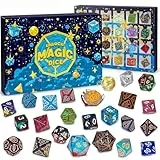 QMAY Mystery Dice, 24 Stück Polyhedral Würfel, Random Style, for Dungeon and Dragons MTG Table Games RPG DND D20 D12 D10 D% D8 D6 D4