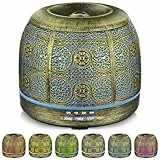SALKING Aroma Diffuser, 500ml Metall Aromatherapie Raumduft Diffusor ätherische Öle, Duftöl Raumbefeuchter Elektrisch Duftlampe, 7 Farbe Licht Vintage Gold für Büro Zuhause Yoga