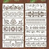 CIATBYYJ 12 Stück Schablonen Textilgestaltung, Blumenschablonen zum Malen, Wandgestaltung Eckrand-Schablonen für DIY Holz, Wand, Handwerk, Leinwand, Stoff, Heimdekoration