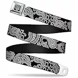 Buckle-Down Unisex-Sicherheitsgurt für Erwachsene, Paisleymuster, Größe XL, Schwarz/Weiß, 3,8 cm breit, 81,3–132,1 cm lang, Mehrfarbig, 1.5' di larghezza - 32-52 pollici di lunghezza