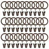WMYCONGCONG 40 Stück Metall Vorhang-Clips, dekorative Gardinenstangenclips, Kleiderbügelringe, rostfrei, Vorhangringe mit Clips, 2,5 cm Innendurchmesser (Antik-Kupfer)
