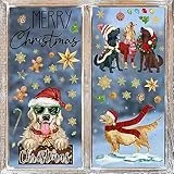 Horaldaily 126 Stück Weihnachten Aufkleber Klammern, Hund Weihnachtsball Fensterabziehbild für Haus Party Laden Fenster Glas Anzeige Dekoration