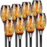 FLOWood Solarleuchten für Außen Garten, 6 Stück, 12LED Solarlampe für Außen Solar Fackel Gartenfackeln, IP65 Wasserdicht Solarlampe, Weg, Hinterhöfe, Rasen1