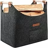 XL Faltbarer Holzkorb für Kaminholz, Schiefergrau
