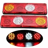 HEHEMM Rücklicht Anhänger 36LED Wasserdicht Auto Rücklicht Rückleuchten Lampe Bremslicht Stop Lichter Kontrollleuchte Nebellichter Rückfahrlicht Äußeres Licht für Anhänger Wohnwagen LKW 2PCS (24V)
