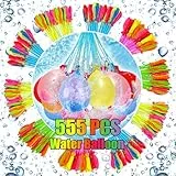 555 Stück Wasserbomben Luftballons,10 Sekunden Schnellfüller Wasserball-Selbst Verschließend,Bunte 15 Bündel mit je 37 Water Balloons Mit 3 Hahnadaptern,Wasserballon Kampf Zubehör, Kinder Sommer Party