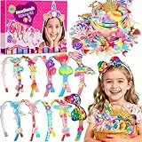 Pourbibi Geschenk Mädchen 3 4 5 6 7 8 jahre - Multithema Haarreifen Haarschmuck,Einhorn Geschenke für Mädchen,10 Teile Bastelset Kinder 4 Jahre,Kindergeburtstag Basteln Adventskalender Herren haus