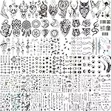 COKTAK 66 Blätter Schwarz Tiere Temporäre Tattoos Frauen Männer Kinder, Klein Weltraum Mond Halloween Klebe Aufkleber Damen Herren Klebetattoos Erwachsene, Fake, Zum Aufkleben Haut Set