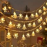 Jsdoin Weihnachten Schneeflocke Lichterketten, 6M 40 LED 2 Modi Batteriebetriebene für Valentinstag Innen-Außen-Hochzeitsfeier Neujahr Garten Weihnachtsdekoration weihnachtsdeko amerikanisch