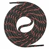 Mount Swiss runde Premium-Schnürsenkel für Arbeitsschuhe, Wanderschuhe und Trekkingschuhe - Polyester - ø 4,5 mm - sehr reißfest - Farbe Schwarz-Rot Länge 120cm